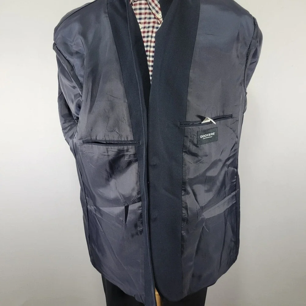 Dockers Men's Sport‎ Coat Blazer Two Button Deep Navy Polyester Size 48R